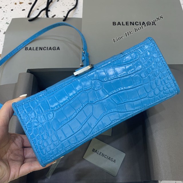 Balenciaga專櫃爆款小號Hourglass手提肩背女包 巴黎世家亮藍色沙漏包 fyj1727